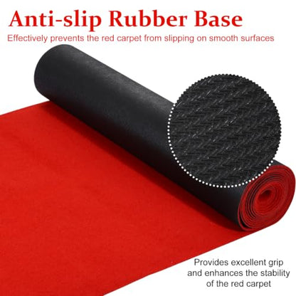 Thick Red Carpet Runner 3x20 FT Non Slip Wedding Aisle Rug Indoor Outdoor