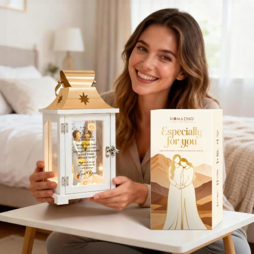 Homazing Sister Lantern Gift - Rose Gold, White & Brown Sister Gift Ideas for Mother's Day Christmas Thanksgiving