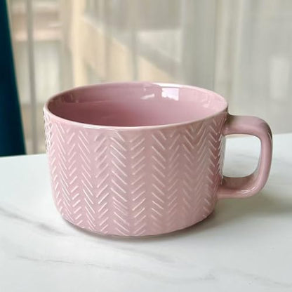 Disoza 24 OZ Gray Oversized Ceramic Coffee Mug with Handle - XXL Soup Cup
