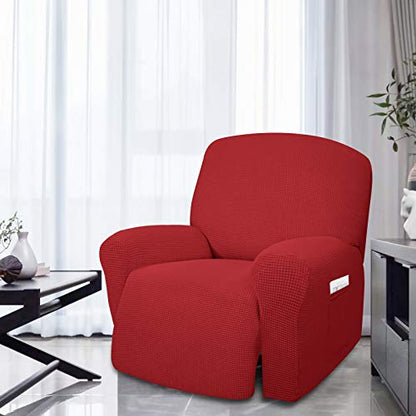 Oversized Recliner Slipcover - Christmas Red, 4 Pieces, X-Large