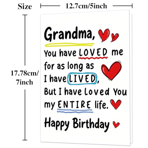 Grandma Birthday Card with Envelope & Stickers - Variation DA-0124, 7x5 Inch