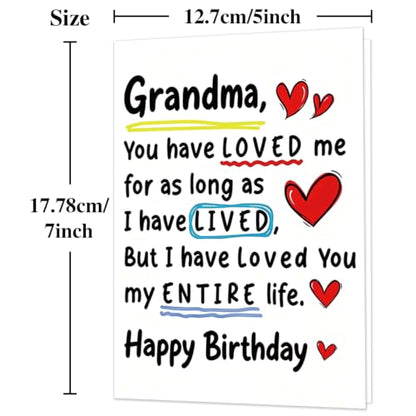 Grandma Birthday Card with Envelope & Stickers - Variation DA-0124, 7x5 Inch