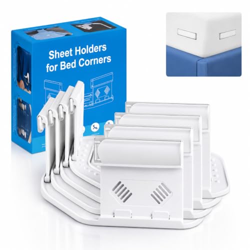 Fitted Bed Sheet Holders with Clear Locks - 4 Pack Mattress Corner Clips