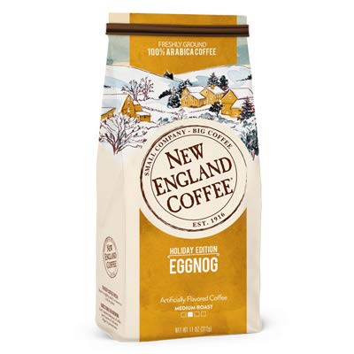 Ground Coffee, New England Coffee Favorites in Bundle of Peppermint Bark and Eggnog Flavor, Seasonal Edition Ideal for Christmas and Holidays, Medium Roast, Pantry Staple for 2 Packs of 11 Oz