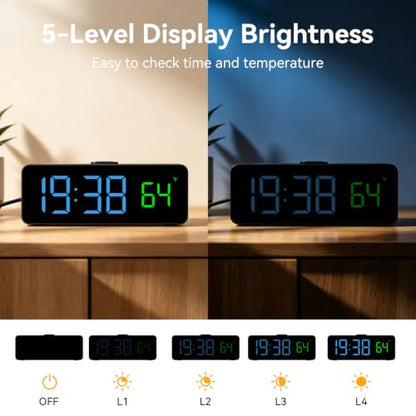 Netzu 2-in-1 RGB Digital Alarm Clock for Bedroom & Living Room - Black