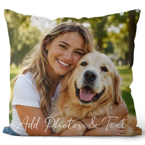 Personalized Pillow Cover with Photo & Text - 16x16 Inch Custom Throw Pillowcase - Pack of 1
