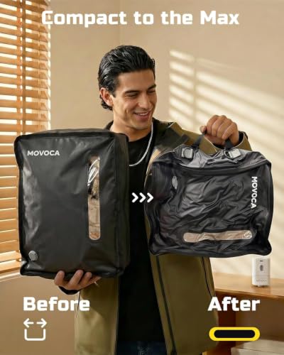 MOVOCA Travel Vacuum Bags with Pump 3 Pack Compression Packing Cubes - 18L+24L Variation