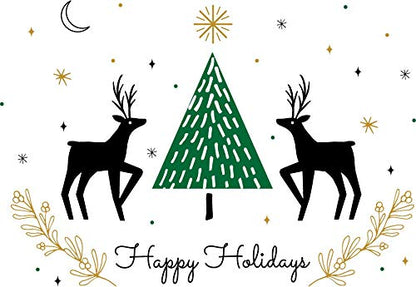 Christmas Greeting Cards Pack of 25 with Gold Foil - Happy Holidays Assorted Designs