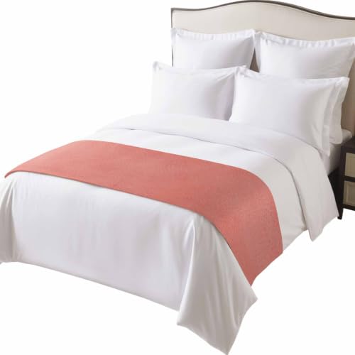 102 x 20 Inch Coral Pink Satin Bed Runner Cal King Size - Modern Bedroom Decor