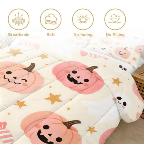 Halloween Comforter Set Twin Size Kawaii Kids Pumpkin Bedding - Variation: Halloween17