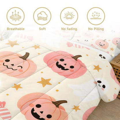 Halloween Comforter Set Twin Size Kawaii Kids Pumpkin Bedding - Variation: Halloween17