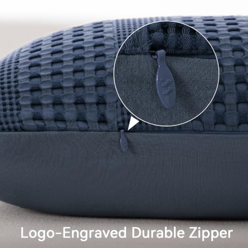 Navy Blue Bamboo Body Pillowcase 36x14 Inch Waffle Weave Support Cover - Pack of 1