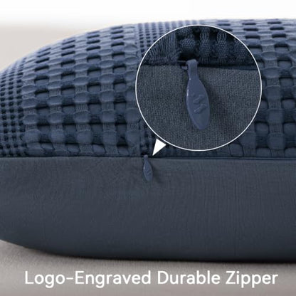 Navy Blue Bamboo Body Pillowcase 36x14 Inch Waffle Weave Support Cover - Pack of 1