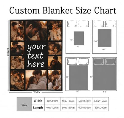 Personalized Photo Blanket Collage Throw with Custom Text - Variation 01