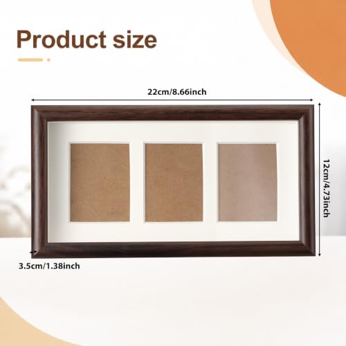 Walnut Wood Multi Picture Frame 2x3 3-Photo Desktop Display - Dark Walnut