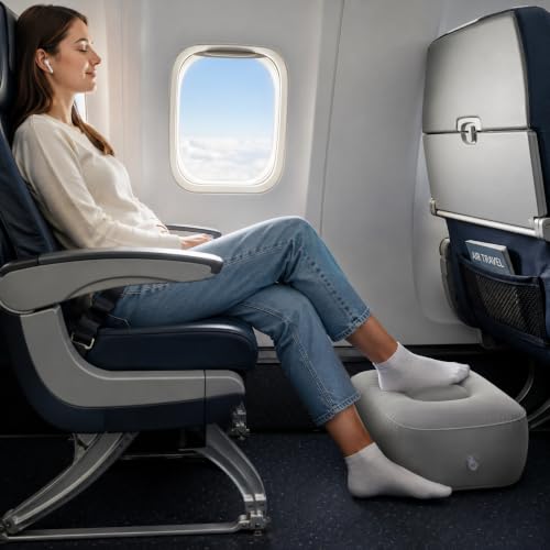 Inflatable Foot Rest for Airplane Travel Portable Leg Pillow for Flights