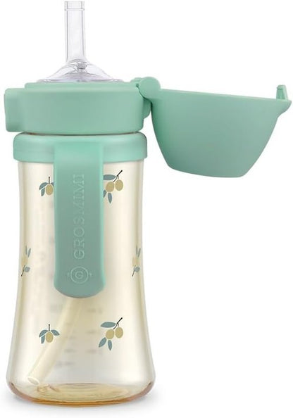 GROSMIMI Sippy Cup - Spill Proof Design, BPA Free, 10 oz, Stage 2 Straw for Toddlers (Olive)
