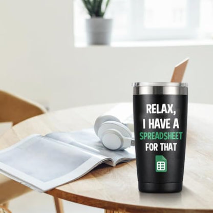 Spreadsheet Tumbler - 20oz Insulated Stainless Steel Mug for Accountants - Funny Gift for Boss, Coworker, Mentor