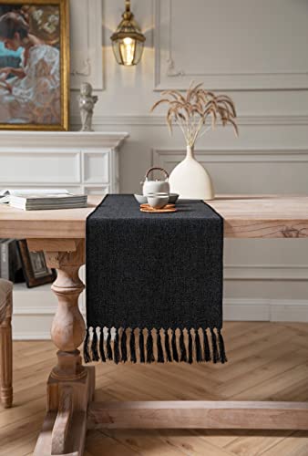 Classic Burlap & Black Table Runner 36x13 Inches Rustic Farmhouse Decor - Variation of THIS listing