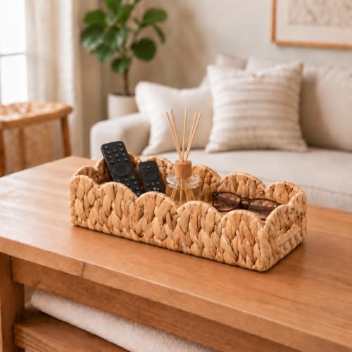 Water Hyacinth Toilet Paper Basket for Back of Toilet, Handwoven Slim Storage