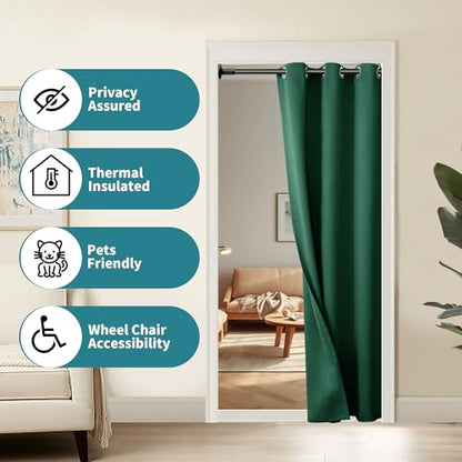 Emerald Door Curtain 78 Inch Length - 1 Panel, Grommet Top Polyester Divider