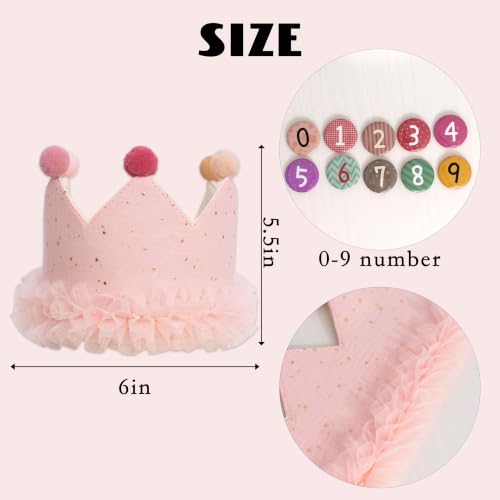 Reusable Fabric Birthday Crown for Girls with Changeable Numbers
