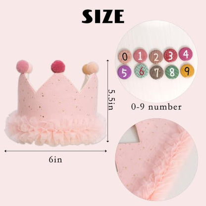 Reusable Fabric Birthday Crown for Girls with Changeable Numbers