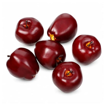 6 Fake Apples for Home Decor, Artificial Fruit, Faux Red Apples Set