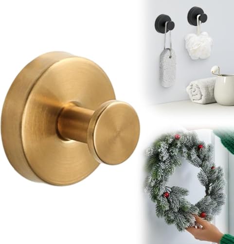 Gold Suction Cup Hooks for Wreaths No Drill Removable Bathroom & Decor