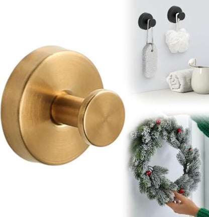 Gold Suction Cup Hooks for Wreaths No Drill Removable Bathroom & Decor