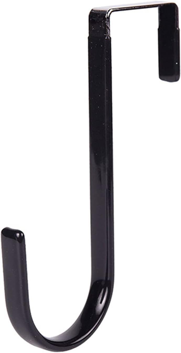 Wreath Hanger for Doors - Carbon Steel Black Over-the-Door Hook for Fall, Christmas & Halloween Decor
