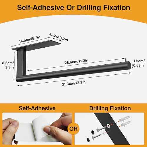 Paper Towel Holder Under Cabinet: Self-Adhesive or Drilling Paper Towel Dispenser - Stainless Steel Paper Towel Roll Holder