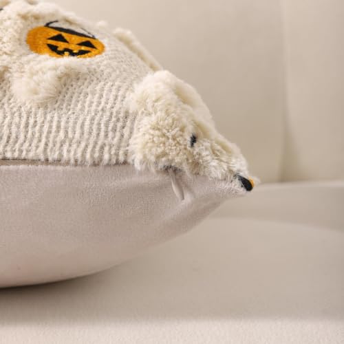 Beige Ghost Halloween Pillow Covers 18x18 Set of 2 - Cute Ghost Decor