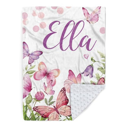 Personalized Baby Blanket for Girls 30x40 Inch Soft Minky Nursery Blanket with Name - Variation 09