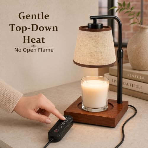 Black Dimmable Candle Warmer Lamp with Timer - L-Shape Table Light