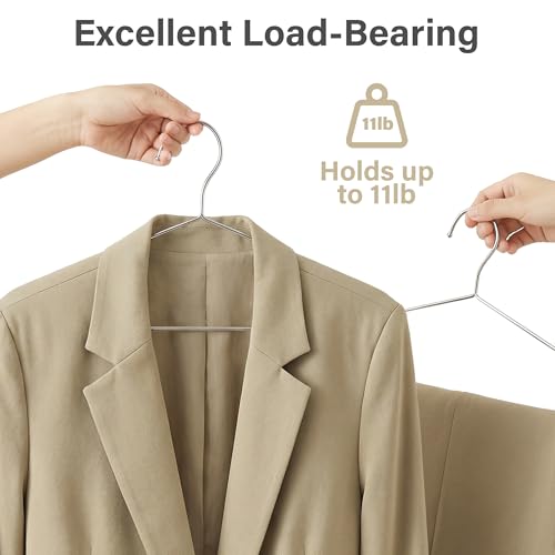Vakoo Metal Coat Hangers 10 Pack - Heavy Duty Stainless Steel Space Saving
