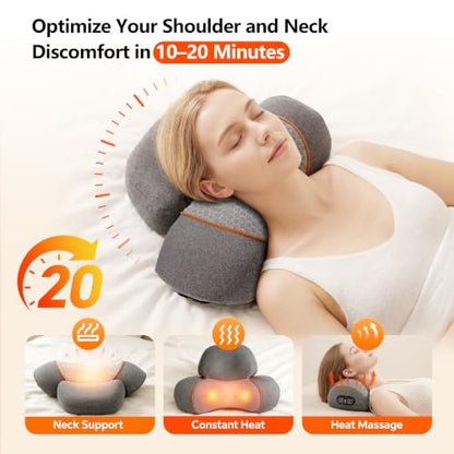 3-in-1 Neck Massager Pillow with Heat, Traction, and 5000mAh Battery