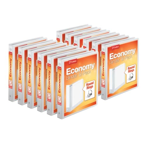 1 Inch Round Ring Binders - White, 12 Pack, Holds 225 Sheets, Customizable Cover, PVC-Free Office & School Organization