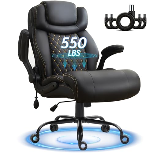 Big & Tall Office Chair with Air Lumbar Support, Breathable Wide Seat Black