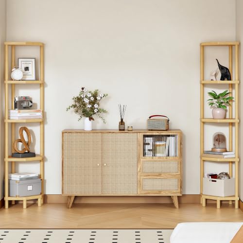 5-Tier Bamboo Corner Shelf Stand Plant Display with Tool-Free Assembly