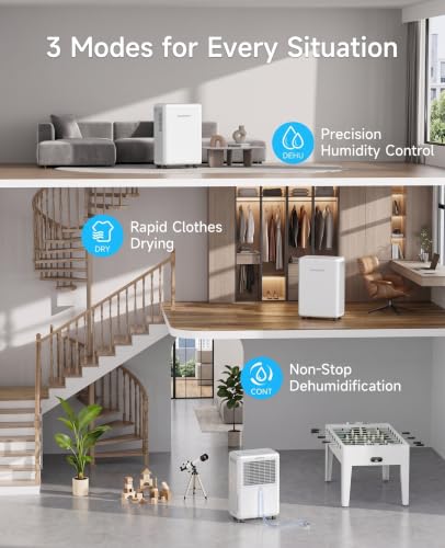 30 Pint Dehumidifier for Basement Up to 2000 Sq.Ft with Drain Hose - Compact & Low Noise