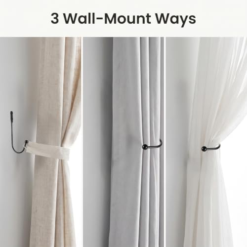 8 Pack Black Metal Curtain Holdbacks Wall Mount Tiebacks