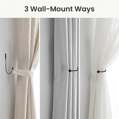 8 Pack Black Metal Curtain Holdbacks Wall Mount Tiebacks