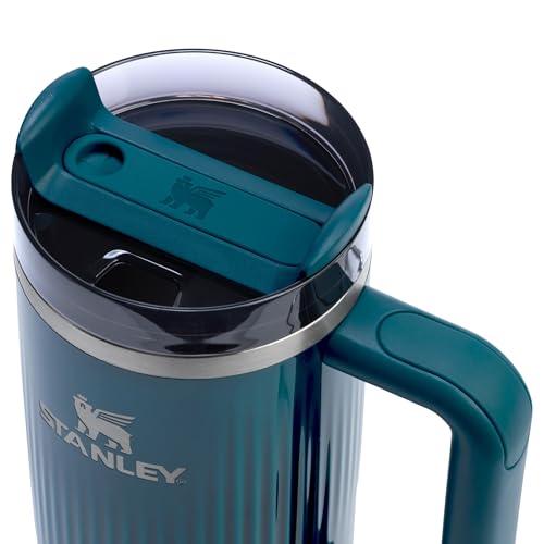 STANLEY Quencher H2.0 Tumbler with Handle and Straw 30 oz | Flowstate 3-Position Lid | Cup Holder Compatible for Travel | Insulated Stainless Steel Cup | BPA-Free | Fluted Marina Shine