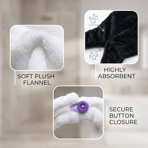 2-Pack Adjustable Flannel Towel Bra for Women - Post-Shower Wear, Hands-Free, White & Black