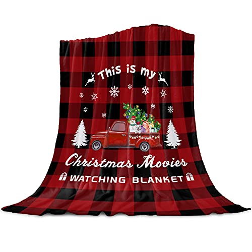 Super Soft Christmas Truck Fleece Throw Blanket - Red Buffalo Check 60x80in