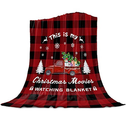 Super Soft Christmas Truck Fleece Throw Blanket - Red Buffalo Check 60x80in