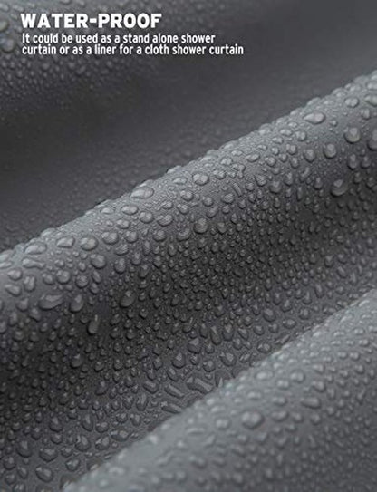 AmazerBath Plastic Shower Curtain, 72 x 84 Inches PEVA Shower Curtain with Heavy Duty Clear Stones and 12 Grommet Holes, Waterproof Thick Bathroom Plastic Shower Curtains-Dark Grey