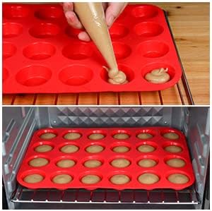 CAKETIME Silicone Muffin Pan Set | 3-Piece Bakeware - Mini 24 Cups, Regular 12 Cups, Jumbo 6 Cups