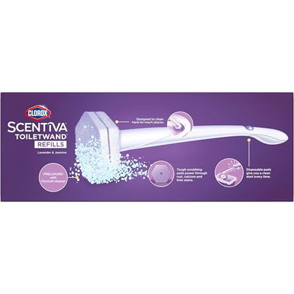 CLOROX Scentiva ToiletWand Toilet Cleaner Refills, Toilet brush, Lavender and Jasmine, 10 Count